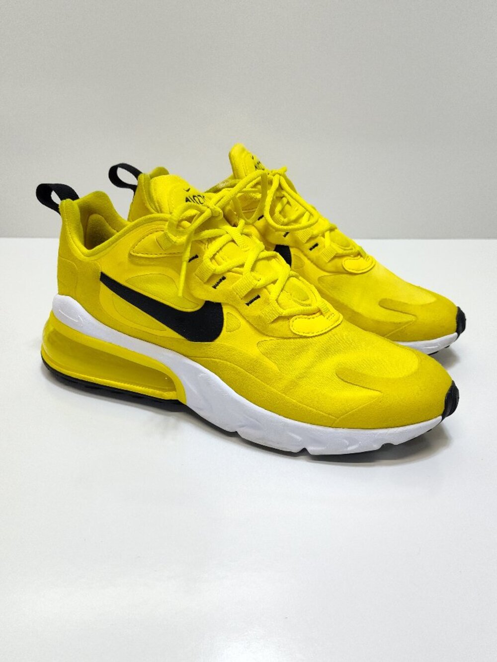 Nike Air Max 270 React "Opti Yellow/Black" Women's Size 7.5 Athletic Sneakers